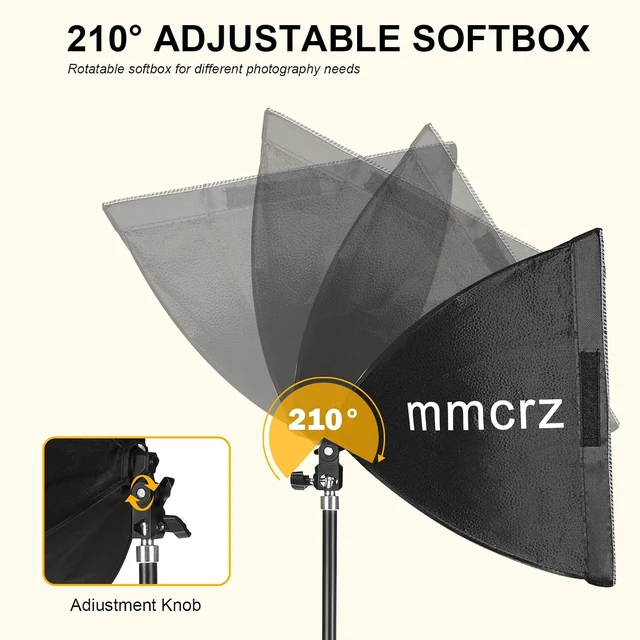 Alt view image 3 of 7 - 2Pack Professional Softbox Lighting Kit, 16'' x 16'' Studio Lights with 85W 2700-6500K E27 LED Bulbs, Continuous Lighting for Photography/Video Recording/Live Streaming