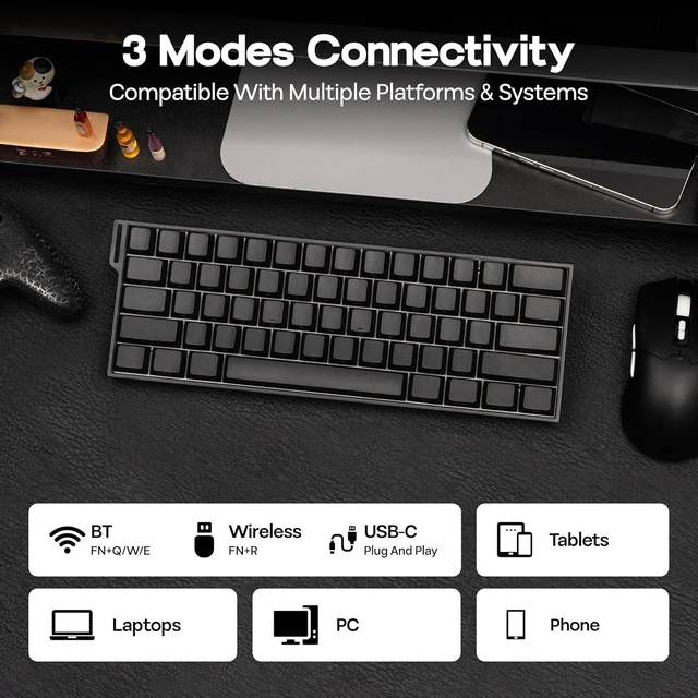 Alt view image 5 of 7 - Aula Mini60 HE PRO Wireless Hall Effect Gaming Keyboard, 4000mAh