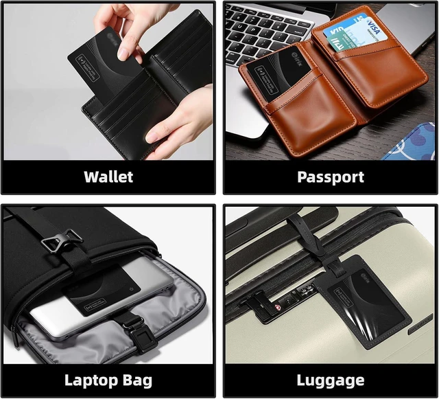Alt view image 7 of 7 - Smart Wallet Tracker Card - Item Finder for Luggage, Keys & Passport Compatible with Find MySlim, Rechargeable & IP68 Waterproof (4 Black)