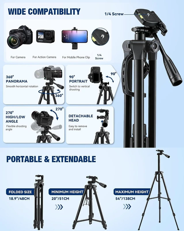 Alt view image 4 of 7 - Vlogging Kit for iPhone/Android, TikTok YouTube Starter Kit for Video Recording with Magnetic Wireless Microphone, Full Size Camera Tripod, Table Tripod, RGB Fill Light, Content Creator Essentials