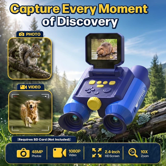 Alt view image 3 of 7 - Binoculars for Kids with Night Vision Camera, 2.4 IPS Screen Kids Telescope