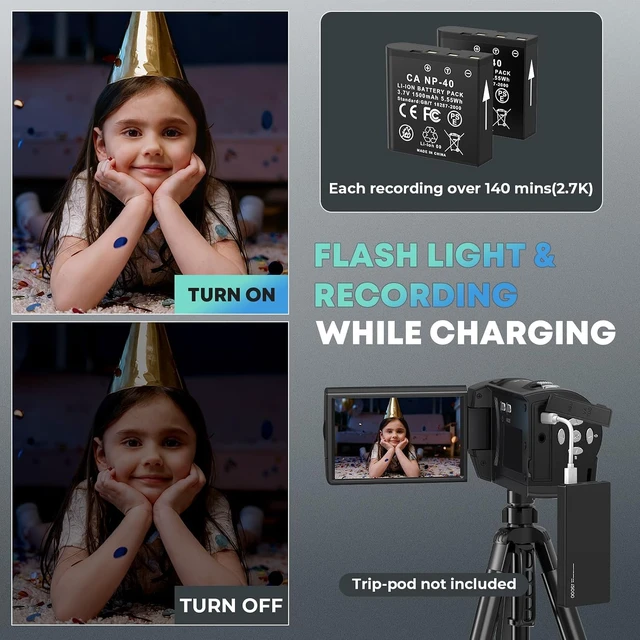 Alt view image 6 of 7 - 2.7K Video Camera Camcorder QHD 56MP YouTube Vlogging Camera