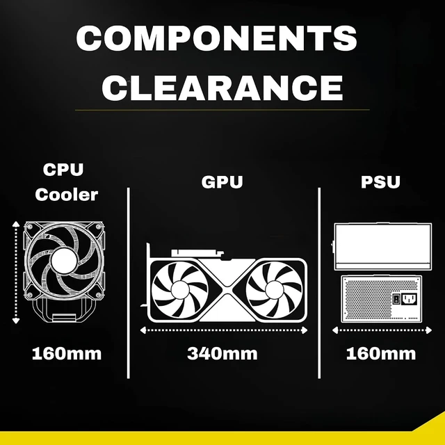 Alt view image 4 of 7 - White ATX Mid Tower Gaming Computer PC Case with Side Tempered Glass, Preinstalled 4X 120mm ARGB Fans, Support Up to 6X 120mm Fans, 360mm AIO/Radiator, 340mm GPU/VGA, 160mm CPU Air Cooler
