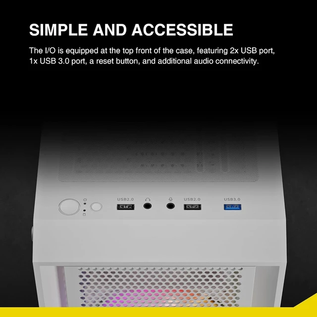 Alt view image 5 of 7 - White ATX Mid Tower Gaming Computer PC Case with Side Tempered Glass, Preinstalled 4X 120mm ARGB Fans, Support Up to 6X 120mm Fans, 360mm AIO/Radiator, 340mm GPU/VGA, 160mm CPU Air Cooler