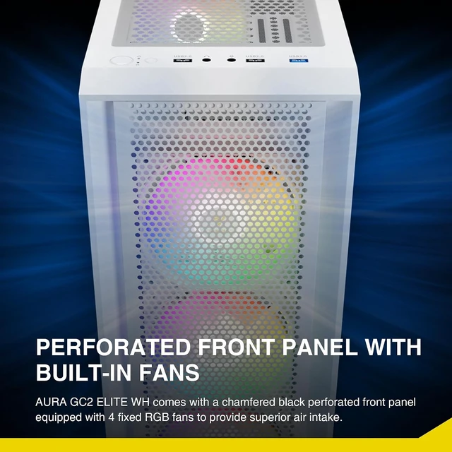 Alt view image 6 of 7 - White ATX Mid Tower Gaming Computer PC Case with Side Tempered Glass, Preinstalled 4X 120mm ARGB Fans, Support Up to 6X 120mm Fans, 360mm AIO/Radiator, 340mm GPU/VGA, 160mm CPU Air Cooler
