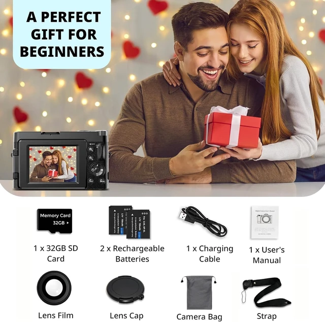 Alt view image 7 of 7 - 4K Digital Camera for Photography Autofocus, 2026 Latest 48MP Vlogging Camera for YouTube with SD Card, 2 Batteries, 3" 180°Flip Screen Compact Travel Camera for Teens with 16X Zoom,Black