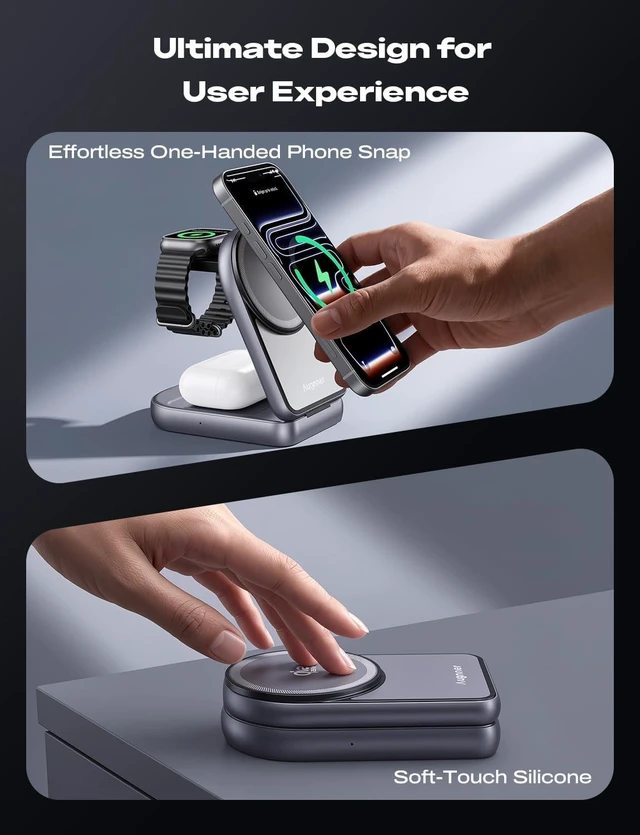 Alt view image 4 of 7 - Qi2.2 25W Travel Charger 3 in 1 Foldable Magnetic Wireless Charging Station