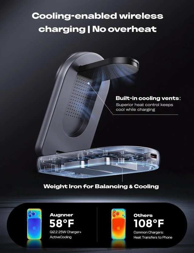 Alt view image 5 of 7 - Qi2.2 25W Travel Charger 3 in 1 Foldable Magnetic Wireless Charging Station