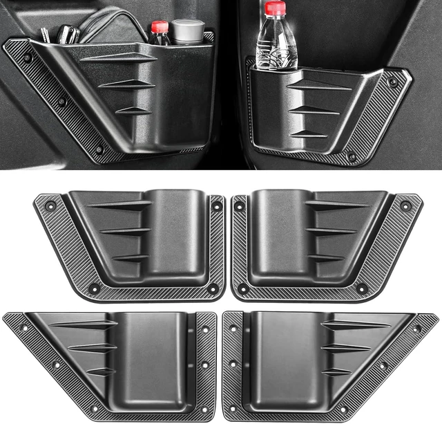 Main image of 4PCS Front and Rear Door Storage Pockets Compatible for Ford Bronco Accessories 2025,Side Cup Holder Fit Bronco 4-Door 2021 2022 2023 2024,Interior Organizer Box Accessories,4PCS Black