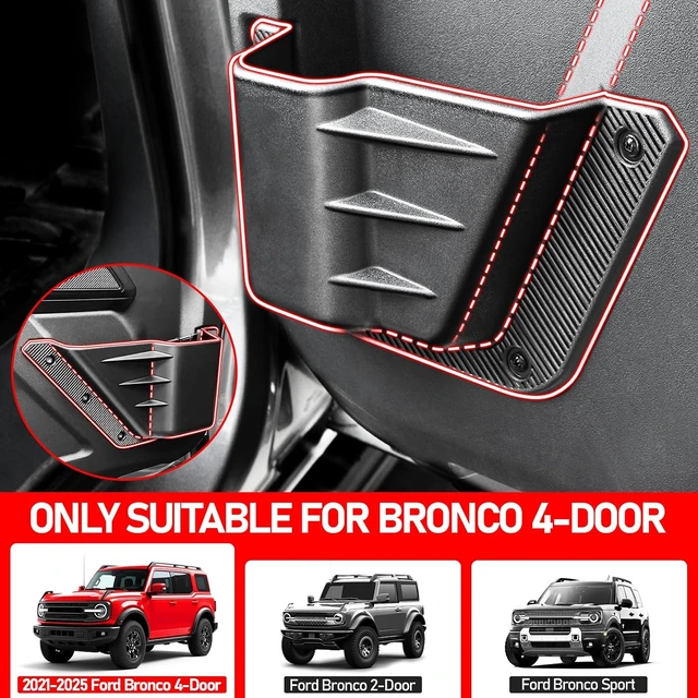 Alt view image 2 of 7 - 4PCS Front and Rear Door Storage Pockets Compatible for Ford Bronco Accessories 2025,Side Cup Holder Fit Bronco 4-Door 2021 2022 2023 2024,Interior Organizer Box Accessories,4PCS Black
