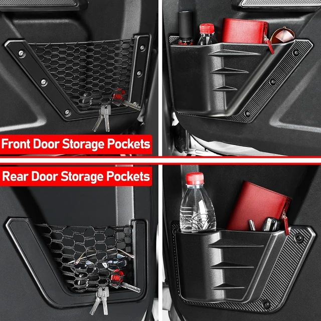 Alt view image 3 of 7 - 4PCS Front and Rear Door Storage Pockets Compatible for Ford Bronco Accessories 2025,Side Cup Holder Fit Bronco 4-Door 2021 2022 2023 2024,Interior Organizer Box Accessories,4PCS Black