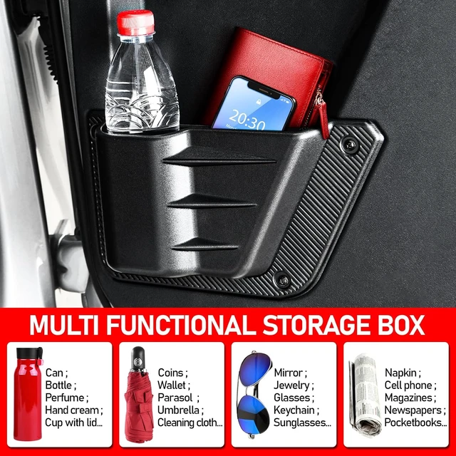 Alt view image 4 of 7 - 4PCS Front and Rear Door Storage Pockets Compatible for Ford Bronco Accessories 2025,Side Cup Holder Fit Bronco 4-Door 2021 2022 2023 2024,Interior Organizer Box Accessories,4PCS Black