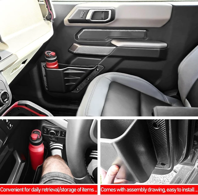 Alt view image 5 of 7 - 4PCS Front and Rear Door Storage Pockets Compatible for Ford Bronco Accessories 2025,Side Cup Holder Fit Bronco 4-Door 2021 2022 2023 2024,Interior Organizer Box Accessories,4PCS Black