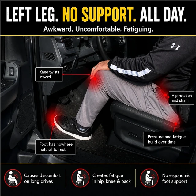 Alt view image 2 of 7 - Ergonomic Adjustable Left Foot Rest Comfort Dead Pedal for Ford F150 F250 F350 F450 F550 F650, Compatible with Ford F-Series & Expedition, Compatible with RAM Trucks