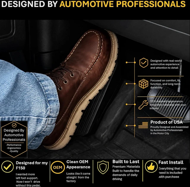 Alt view image 7 of 7 - Ergonomic Adjustable Left Foot Rest Comfort Dead Pedal for Ford F150 F250 F350 F450 F550 F650, Compatible with Ford F-Series & Expedition, Compatible with RAM Trucks