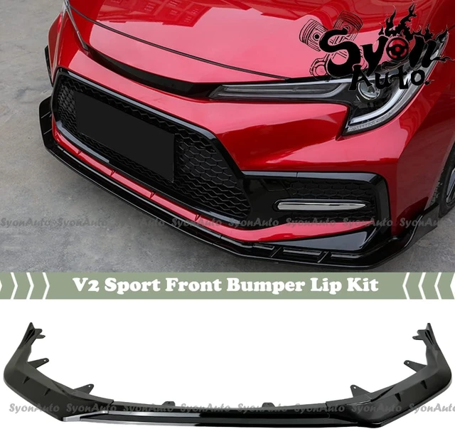 Alt view image 2 of 5 - FITS 2020-2026 TOYOTA COROLLA SEDAN SE/XSE GLOSS BLACK V2 SPORT FRONT BUMPER LIP SPLITTER KIT