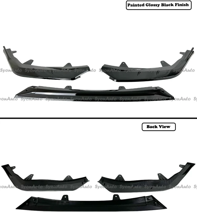 Alt view image 4 of 5 - FITS 2020-2026 TOYOTA COROLLA SEDAN SE/XSE GLOSS BLACK V2 SPORT FRONT BUMPER LIP SPLITTER KIT