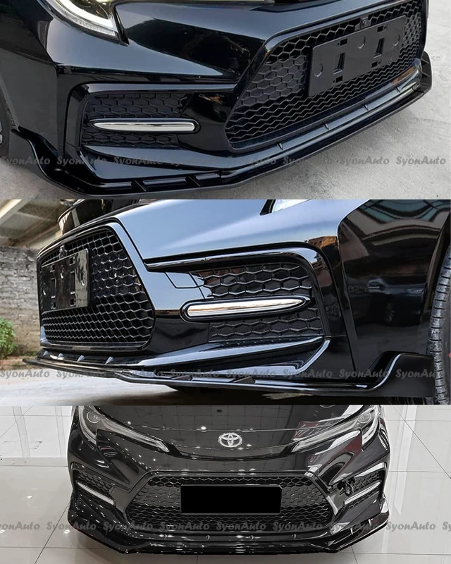 Alt view image 5 of 5 - FITS 2020-2026 TOYOTA COROLLA SEDAN SE/XSE GLOSS BLACK V2 SPORT FRONT BUMPER LIP SPLITTER KIT