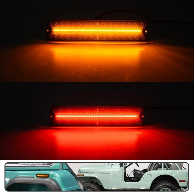 Alt view image 2 of 7 - Amber/Red LED Side Marker Lights for J'eep CJ-5 CJ-6 CJ-7 Cherokee SJ