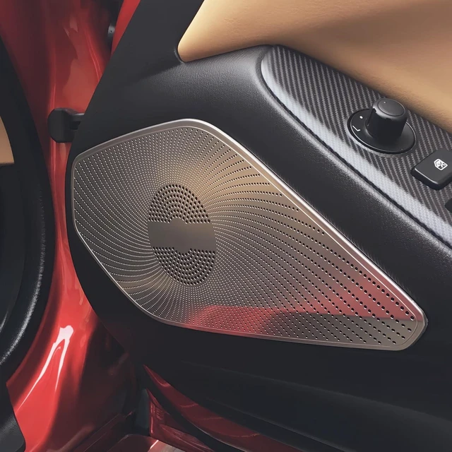 Main image of 2Pcs Car Audio Sound Speaker Cover Door Loudspeaker Trim Horn Covers Protector Compatible with 2016-2020 Mazda Miata MX-5 MX5, Interior Accessories Bright Silver Stainless Steel