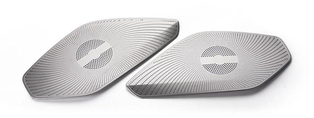 Alt view image 3 of 5 - 2Pcs Car Audio Sound Speaker Cover Door Loudspeaker Trim Horn Covers Protector Compatible with 2016-2020 Mazda Miata MX-5 MX5, Interior Accessories Bright Silver Stainless Steel