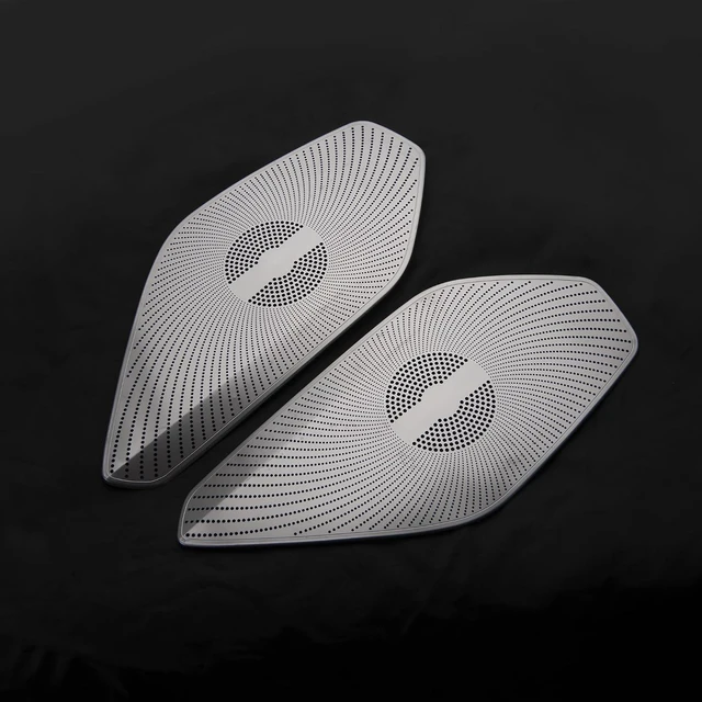Alt view image 5 of 5 - 2Pcs Car Audio Sound Speaker Cover Door Loudspeaker Trim Horn Covers Protector Compatible with 2016-2020 Mazda Miata MX-5 MX5, Interior Accessories Bright Silver Stainless Steel