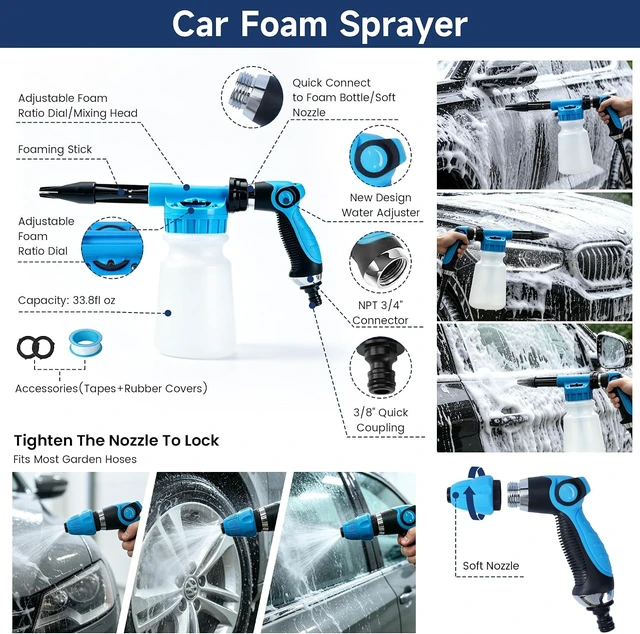 Alt view image 3 of 7 - 53 Pcs Car Detailing Kit, Car Cleaning Kit with 8000Pa Handheld Car Vacuum, Drill Brushes and Foam Gun, Car Wash Kit with Interior & Exterior Detailing Supplies for Cars, Trucks, SUVs