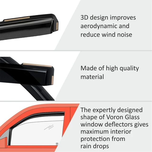 Alt view image 4 of 7 - in-Channel Extra Durable Rain Guards for Nissan Frontier 2022-2026 Crew Cab, Window Deflectors, Vent Window Visors, 4 Pieces - 200457