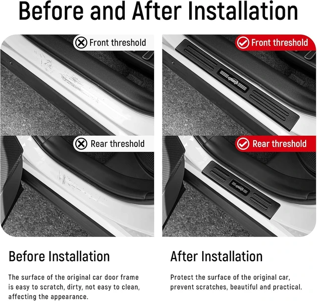 Alt view image 2 of 7 - 4PCS Door Sill Protector for Toyota 2026 RAV4 LE SE XLE XSE Limited Hybrid Accessories Matte Black ABS Material Front and Rear Door Car Pedal Kick Protection