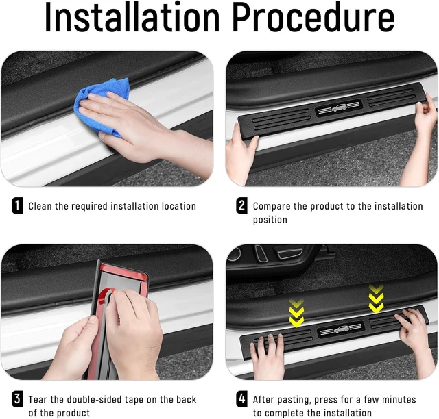 Alt view image 6 of 7 - 4PCS Door Sill Protector for Toyota 2026 RAV4 LE SE XLE XSE Limited Hybrid Accessories Matte Black ABS Material Front and Rear Door Car Pedal Kick Protection