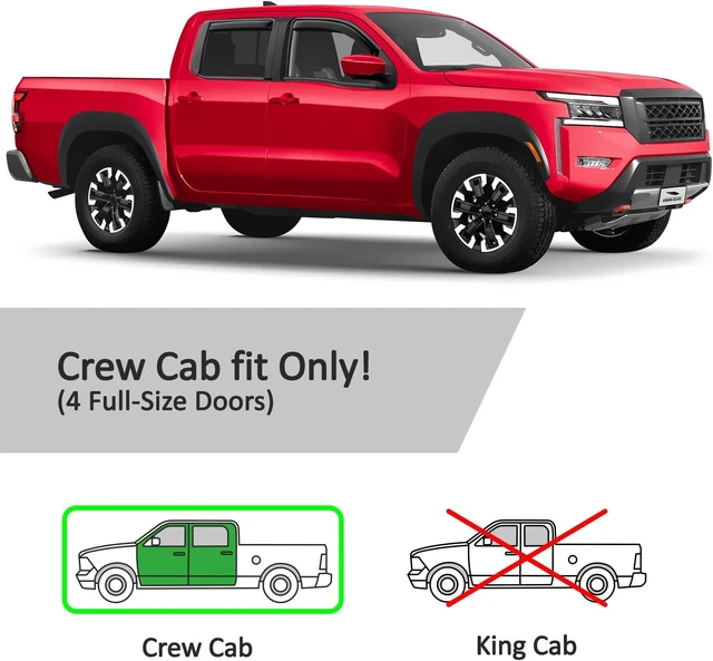 Alt view image 5 of 7 - in-Channel Extra Durable Rain Guards for Nissan Frontier 2022-2026 Crew Cab, Window Deflectors, Vent Window Visors, 4 Pieces - 200457