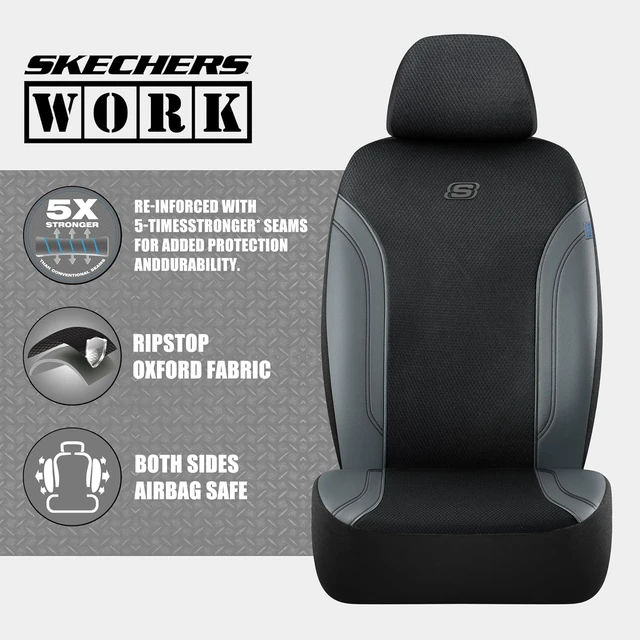 Alt view image 2 of 7 - Car Seat Covers, Work Leather Seat Covers 5-Times Stronger Built-in Webbing, Oxford Fabric Seat Cover Full Sets, Airbag Compatible, Automotive Comfort for Cars, Trucks, SUVs,Grey