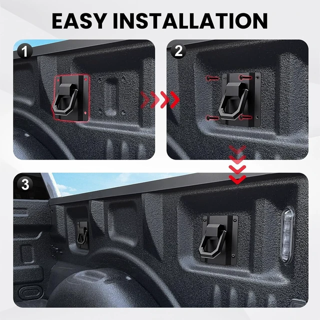 Alt view image 6 of 7 - Tie Down Anchors for F150/Raptor/F250 F350 F450 F550 Black 4PCS