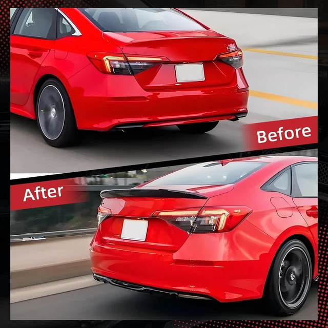 Alt view image 4 of 6 - Rear Spoiler Wing Compatible with 2022 2023 2024 2025 2026 Honda Civic Sedan Sport Rear Trunk Spoiler Wing Lip for Honda Civic Sedan Accessories (Glossy Black)