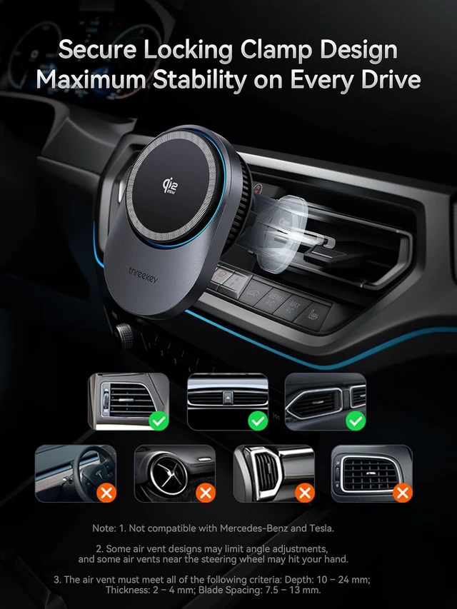 Alt view image 2 of 7 - Magnetic Car Mount Charger Lite Qi2 25W Charging with TEC Cooling