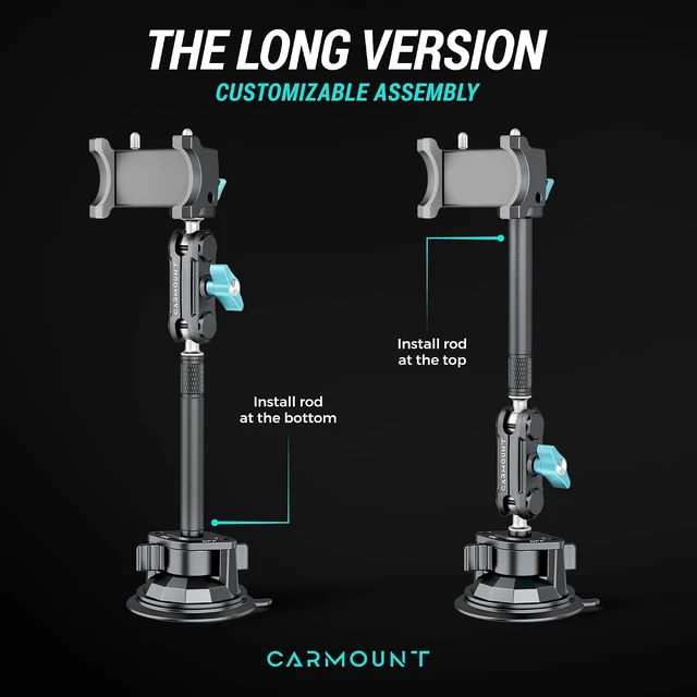 Alt view image 5 of 7 - TitanX100 Long Truck Phone Mount Heavy Duty Metal Phone Holder, Suction Cup Phone Mount for Car, Windshield Mount Cell Phone Holder for iPhone, Android, GPS & All Devices