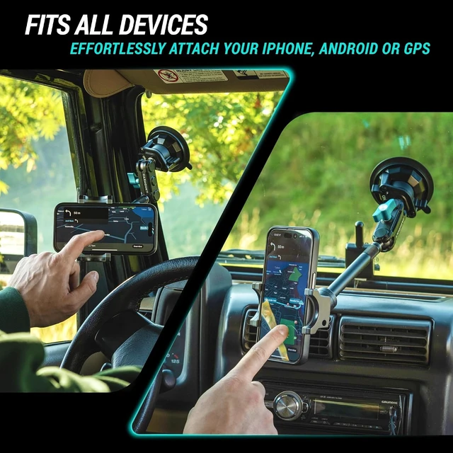 Alt view image 7 of 7 - TitanX100 Long Truck Phone Mount Heavy Duty Metal Phone Holder, Suction Cup Phone Mount for Car, Windshield Mount Cell Phone Holder for iPhone, Android, GPS & All Devices