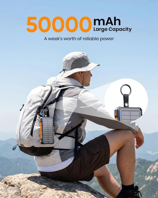 Alt view image 2 of 7 - 50000mAh Solar Power Bank 22.5W Wireless Portable Solar Charger