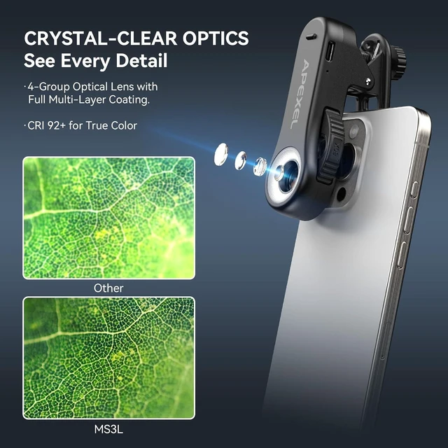 Alt view image 3 of 7 - 40x/80x/120x 3-in-1 Phone Micro Lens Phone Microscope Lens