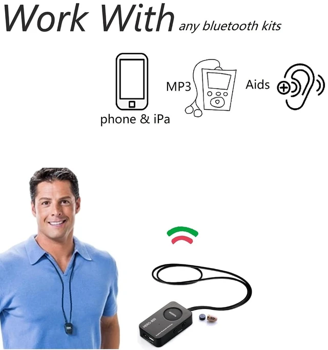 Alt view image 3 of 5 - Loud Sound 45-100dB 35 inch Amplifier Bluetooth Neckloop Aids T-coil with CIC Spy Earpiece
