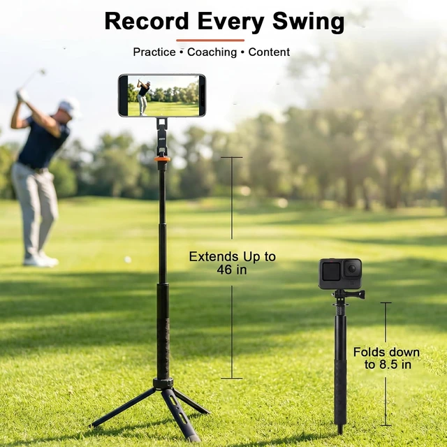 Alt view image 2 of 7 - Golf Tripod & Monopod for Swing Recording, Magnetic Golf Phone Stand Kit