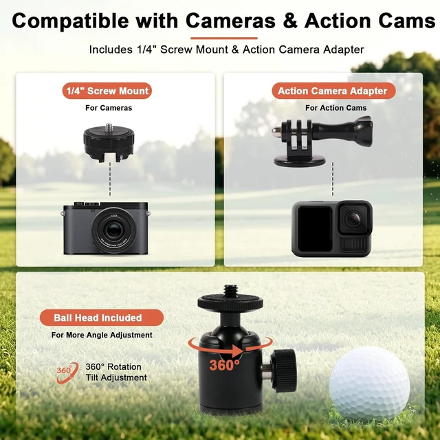 Alt view image 6 of 7 - Golf Tripod & Monopod for Swing Recording, Magnetic Golf Phone Stand Kit