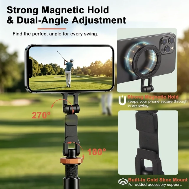 Alt view image 5 of 7 - Golf Tripod & Monopod for Swing Recording, Magnetic Golf Phone Stand Kit