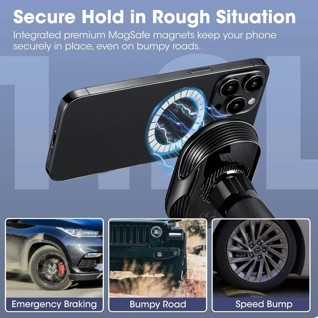 Alt view image 5 of 7 - for Qi2 MagSafe Car Mount Charger with NFC Feature, 360° Rotation