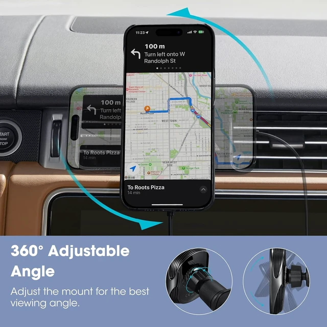 Alt view image 7 of 7 - for Qi2 MagSafe Car Mount Charger with NFC Feature, 360° Rotation