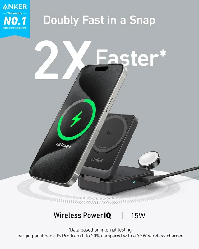 Alt view image 2 of 6 - MagGo 3-in-1 MagSafe-Compatible Qi2 15W Foldable Charging Station