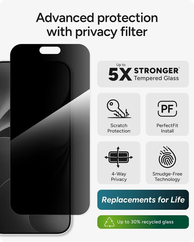 Alt view image 2 of 7 - XTR Privacy Screen Protector for iPhone 18 Pro Max
