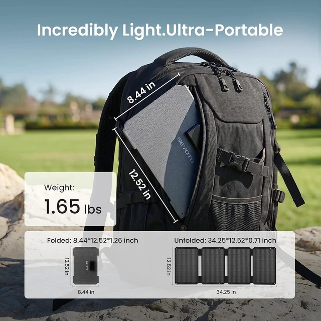 Alt view image 6 of 7 - 45W Solar Panel Charger Fast Charging for Phone PD 25W USB-C/USB-A