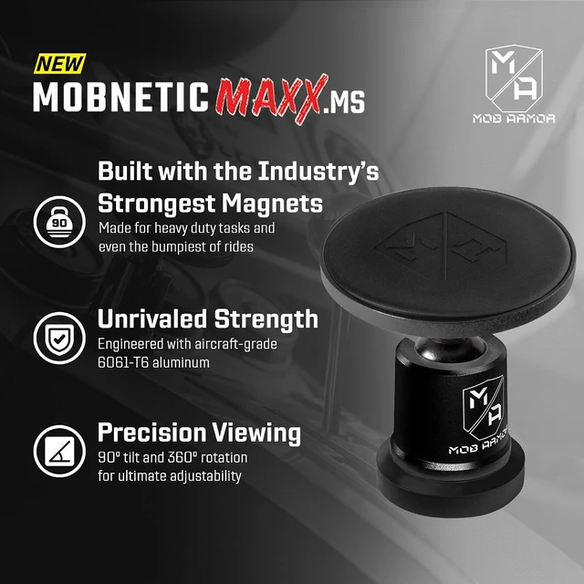 Alt view image 3 of 7 - MobNetic Maxx MS MagSafe Phone Mount for Car, Black