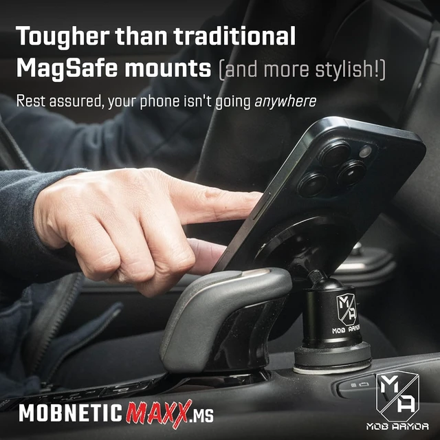 Alt view image 4 of 7 - MobNetic Maxx MS MagSafe Phone Mount for Car, Black